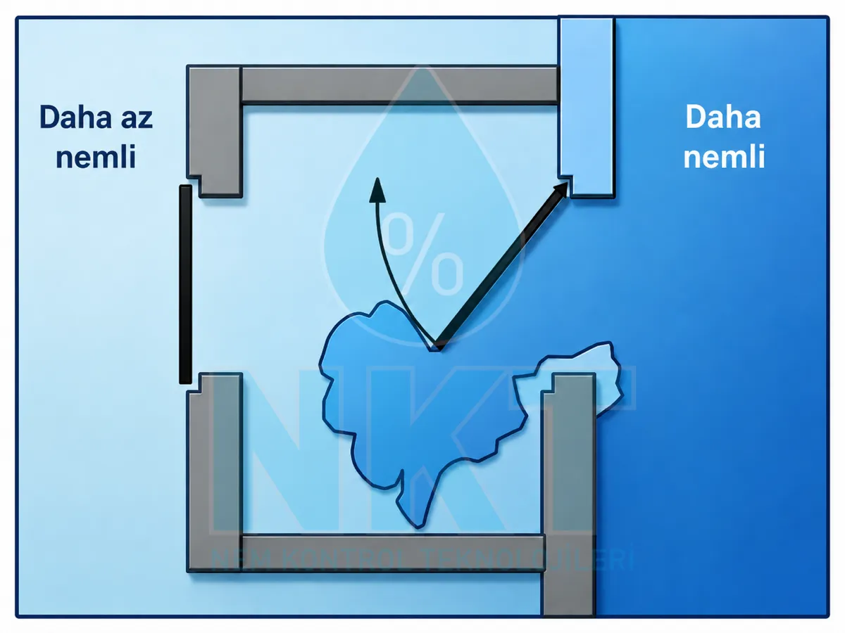 Moisture transfer through airlock: dual-door transition