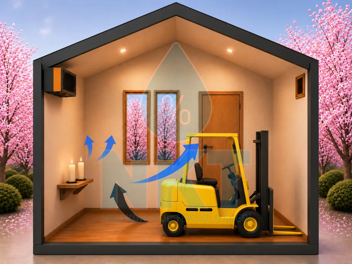 Combustion-derived moisture emission: internal-combustion engine (forklift) example