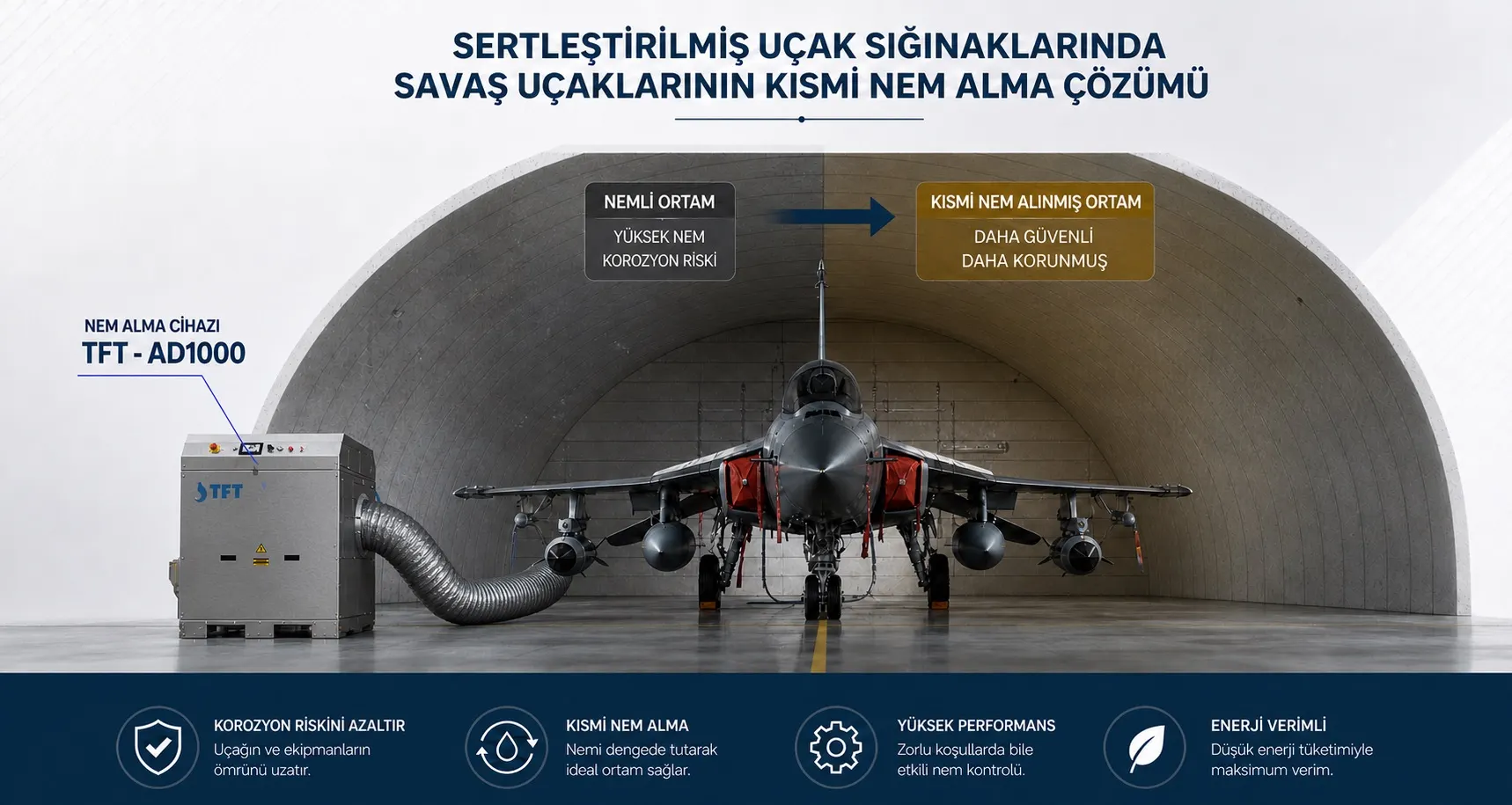 Dehumidifier solution for hardened aircraft shelters